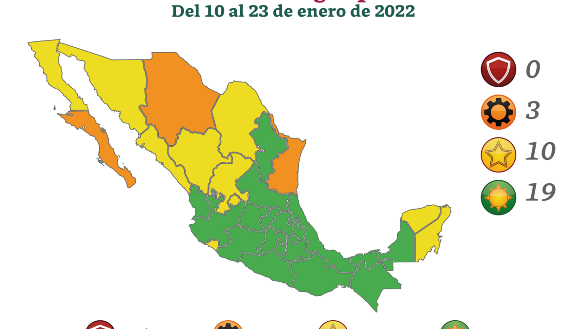 Semáforo COVID-19: México inicia el año con 19 estados en color verde y tres en naranja